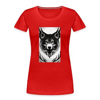 Wolfportrait - Frauen Premium Bio T-Shirt - Rot - Vorne - Mia (176cm)