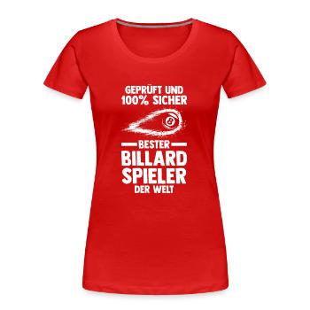 Snooker Billardtisch Billiard Billard - Frauen Premium Bio T-Shirt - Rot - Vorne - Mia (176cm)