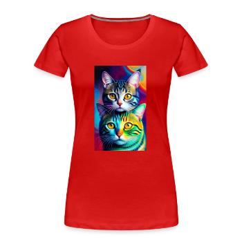 Merveilleux chats domestiques à poil court - T-shirt bio Premium Femme - rouge - Devant - Mia (176cm)