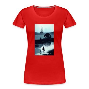 AsiStyle Monstre marin - T-shirt bio Premium Femme - rouge - Devant - Mia (176cm)