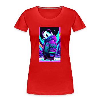 Panda casual - Frauen Premium Bio T-Shirt - Rot - Vorne - Mia (176cm)