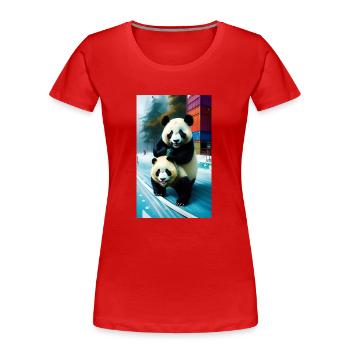 Panda vous regarde - T-shirt bio Premium Femme - rouge - Devant - Mia (176cm)