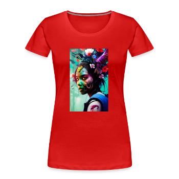 ARTWORK Zombie Gamergirl Whitney - T-shirt bio Premium Femme - rouge - Devant - Mia (176cm)