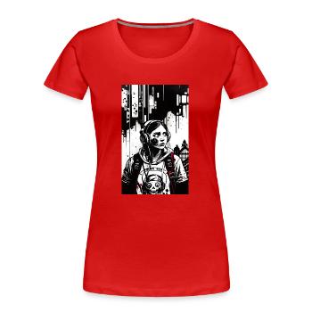 ARTWORK Casque Fille Léo - T-shirt bio Premium Femme - rouge - Devant - Mia (176cm)
