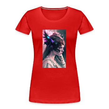 ARTWORK Dragon Girl Mel - T-shirt bio Premium Femme - rouge - Devant - Mia (176cm)