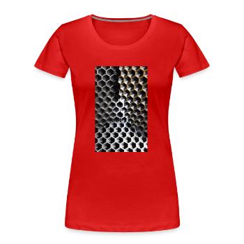 Metallisches kartesisches Design - Frauen Premium Bio T-Shirt - Rot - Vorne - Mia (176cm)