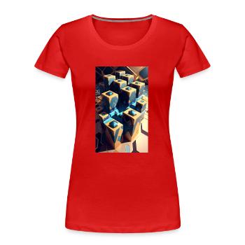 Neon-Abenteuer - Frauen Premium Bio T-Shirt - Rot - Vorne - Mia (176cm)