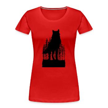Wilder Wolf Skizze Wilde Tier Wandern Natur Seele - Frauen Premium Bio T-Shirt - Rot - Vorne - Mia (176cm)