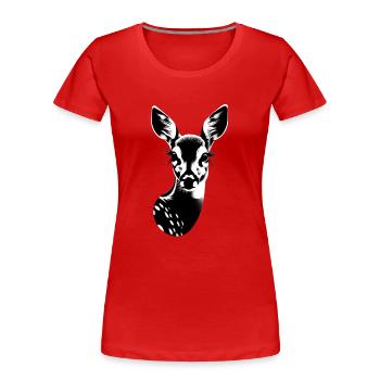 Farting deer gets beauty award - Women's Premium Organic T-Shirt - red - Front - Mia (176cm)