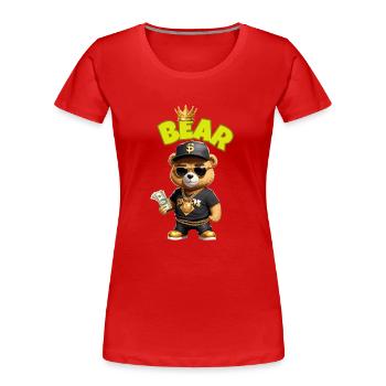 Teddybär mit Geld - Frauen Premium Bio T-Shirt - Rot - Vorne - Mia (176cm)