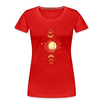 Lune et étoile magique doré - T-shirt bio Premium Femme - rouge - Devant - Mia (176cm)