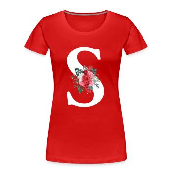 Roter Blumenbuchstabe S - Frauen Premium Bio T-Shirt - Rot - Vorne - Mia (176cm)