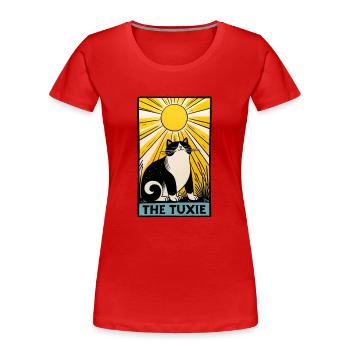 Tarot Schwarz und Weiß Kitty Katze - Frauen Premium Bio T-Shirt - Rot - Vorne - Mia (176cm)