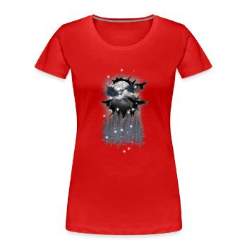 Halloween Forest Crows Ravens Mystical Moon - Women's Premium Organic T-Shirt - red - Front - Mia (176cm)