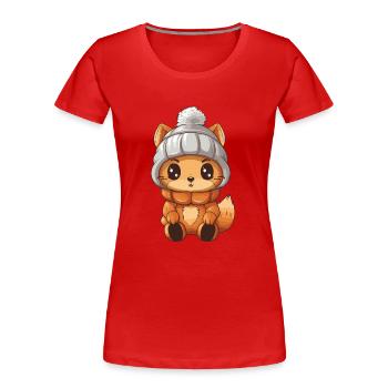 écureuil hiver animal bébé bande dessinée - T-shirt bio Premium Femme - rouge - Devant - Mia (176cm)