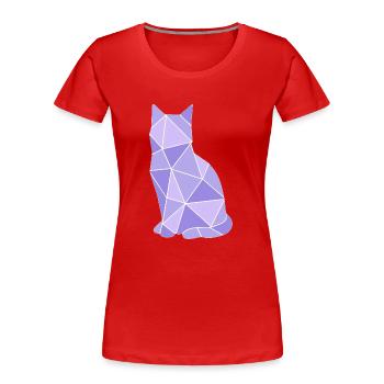 Geometric Cat Lavender - Women's Premium Organic T-Shirt - red - Front - Mia (176cm)