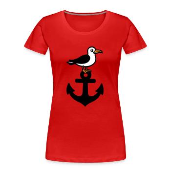 Anker Möwe Hafen - Frauen Premium Bio T-Shirt - Rot - Vorne - Mia (176cm)
