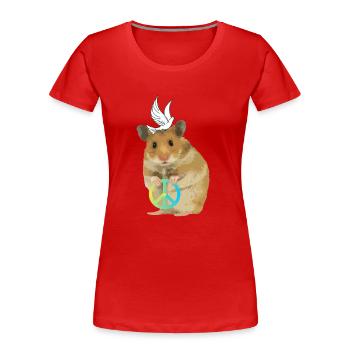Hamster Menno Paix Paix Colombe de la Paix - T-shirt bio Premium Femme - rouge - Devant - Mia (176cm)