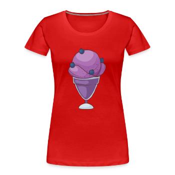 Crème glacée, crème glacée, crème glacée, crème glacée, boule, crème glacée, sundae - T-shirt bio Premium Femme - rouge - Devant - Mia (176cm)