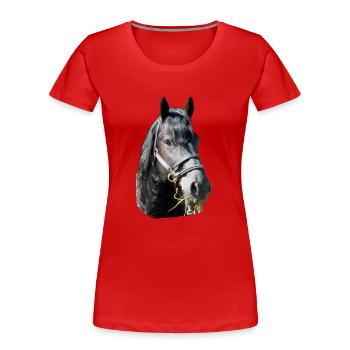 Tête de frise - T-shirt bio Premium Femme - rouge - Devant - Mia (176cm)