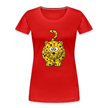 Leopard Cartoon - Frauen Premium Bio T-Shirt - Rot - Vorne - Mia (176cm)