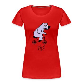 Bär fährt Fahrrad - Frauen Premium Bio T-Shirt - Rot - Vorne - Mia (176cm)