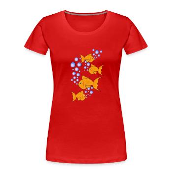 golden pececitos - Frauen Premium Bio T-Shirt - Rot - Vorne - Mia (176cm)