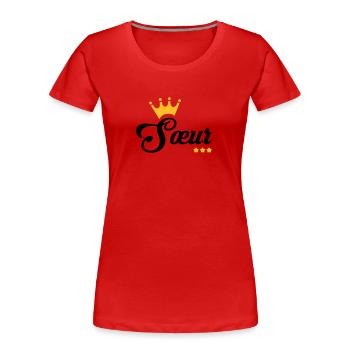 Soeur Soeurette Frère Naissance Bébé Sœur - T-shirt bio Premium Femme - rouge - Devant - Mia (176cm)