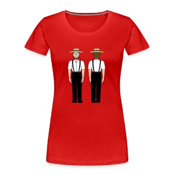 Samuel l'homme Amish - T-shirt bio Premium Femme - rouge - Devant - Mia (176cm)