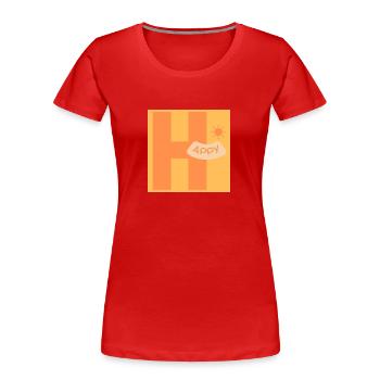 Happy - Frauen Premium Bio T-Shirt - Rot - Vorne - Mia (176cm)