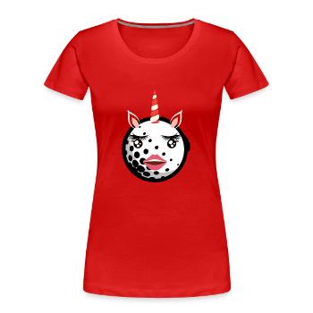 Einhorn Golfplatz - Frauen Premium Bio T-Shirt - Rot - Vorne - Mia (176cm)