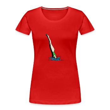 Femme plongeante - T-shirt bio Premium Femme - rouge - Devant - Mia (176cm)