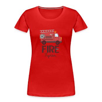 pompier camion de pompiers sapeurs pompiers - T-shirt bio Premium Femme - rouge - Devant - Mia (176cm)