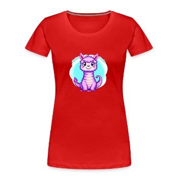 Alpakadrache - Frauen Premium Bio T-Shirt - Rot - Vorne - Mia (176cm)