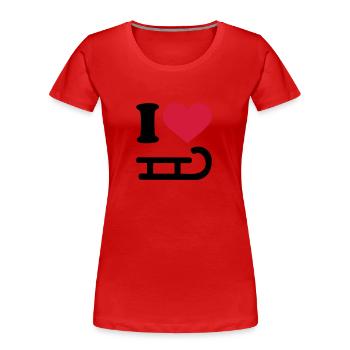 I love Luge - T-shirt bio Premium Femme - rouge - Devant - Mia (176cm)