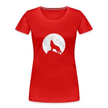 Howling Wolf - Moon - Women's Premium Organic T-Shirt - red - Front - Mia (176cm)