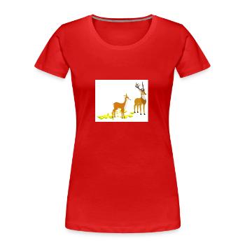 Reh und Hirsch - Frauen Premium Bio T-Shirt - Rot - Vorne - Mia (176cm)