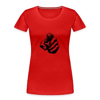 Blickfang Zeigefinger als Handgeste - Frauen Premium Bio T-Shirt - Rot - Vorne - Mia (176cm)