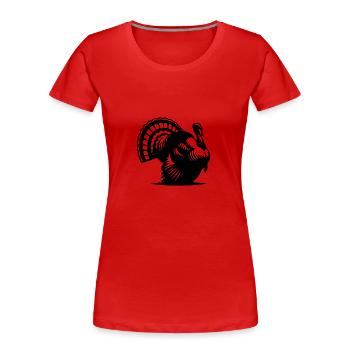 Riesiger fetter Truthahn mit Gefieder Federn - Frauen Premium Bio T-Shirt - Rot - Vorne - Mia (176cm)