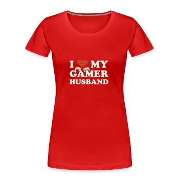J’aime mon mari joueur - J’aime mon mari - T-shirt bio Premium Femme - rouge - Devant - Mia (176cm)