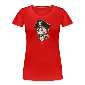 Pirate Cat 2 - T-shirt bio Premium Femme - rouge - Devant - Mia (176cm)