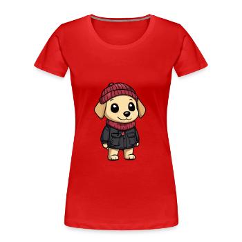 Labrador Hund Winter - Frauen Premium Bio T-Shirt - Rot - Vorne - Mia (176cm)
