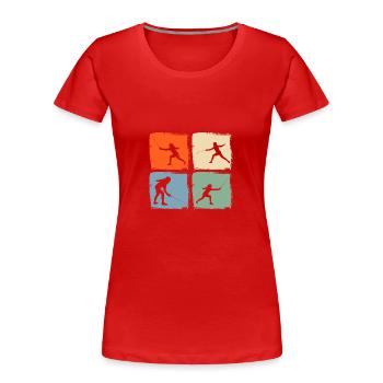 Clôture Clôture - T-shirt bio Premium Femme - rouge - Devant - Mia (176cm)