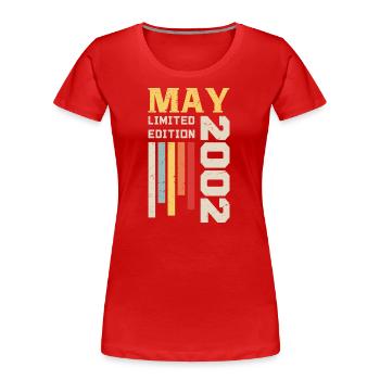 May 2002 - Birthday gift born in May 2002 May - Women's Premium Organic T-Shirt - red - Front - Mia (176cm)