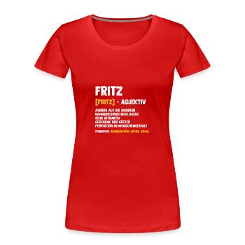 Fritz - Frauen Premium Bio T-Shirt - Rot - Vorne - Mia (176cm)