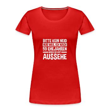 Mariage Mariage de marée 59 ans de mariage - T-shirt bio Premium Femme - rouge - Devant - Mia (176cm)