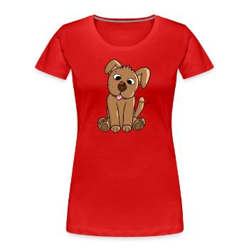 Un chiot se lie d’amitié avec une coccinelle - T-shirt bio Premium Femme - rouge - Devant - Mia (176cm)