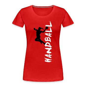 Handballerin - Handball seitlich - Frauen Premium Bio T-Shirt - Rot - Vorne - Mia (176cm)