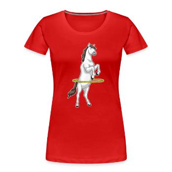 Horse Fitness Hoop Workout Gymnastics - Women's Premium Organic T-Shirt - red - Front - Mia (176cm)