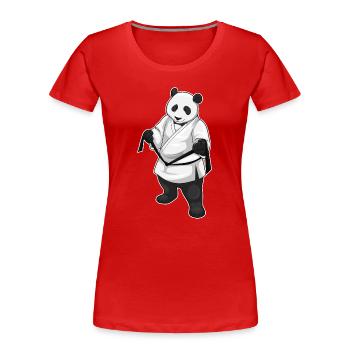 Panda Karate Kampfsport - Frauen Premium Bio T-Shirt - Rot - Vorne - Mia (176cm)